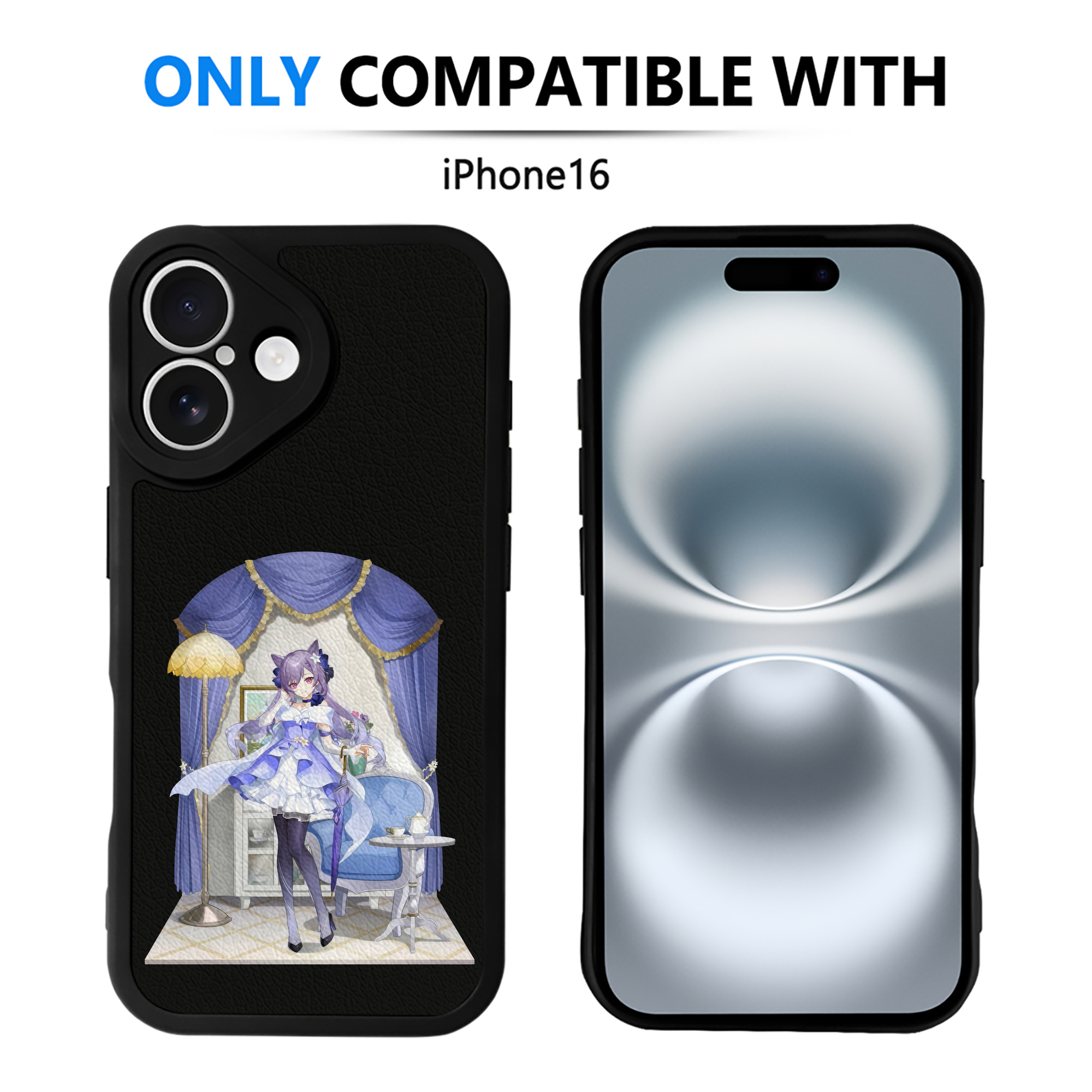 げんし神 刻晴 こくせい genshin Kokusei 【iPhone 16シリーズ対応】シリコンスマホケース（レザー調） 材質：シリコン